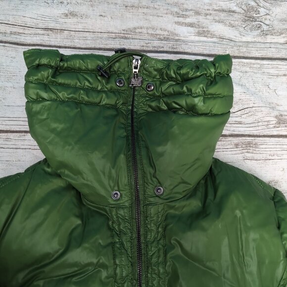 Amani Jeans Green Turtle Neck Puffer Jacket Women Size USA 12 - Picture 3 of 8